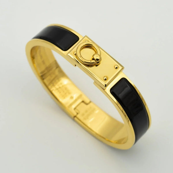 H Ring Lock Bracelet Gold Black 12mm High Quality