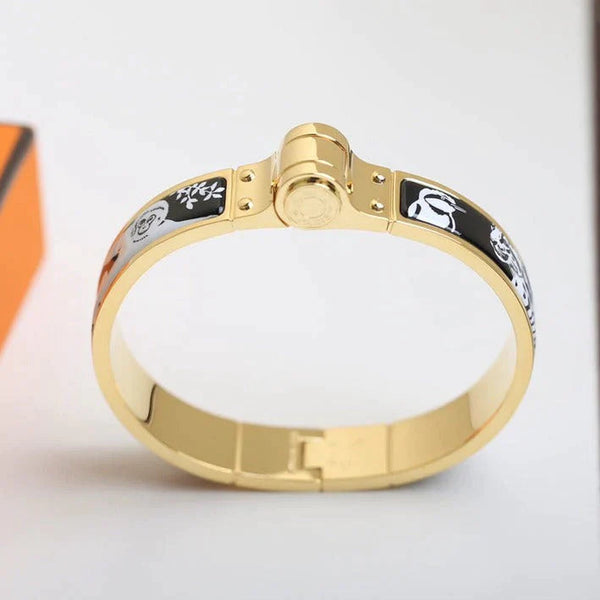 H Ring Lock Bracelet Gold Black White 12mm High Quality