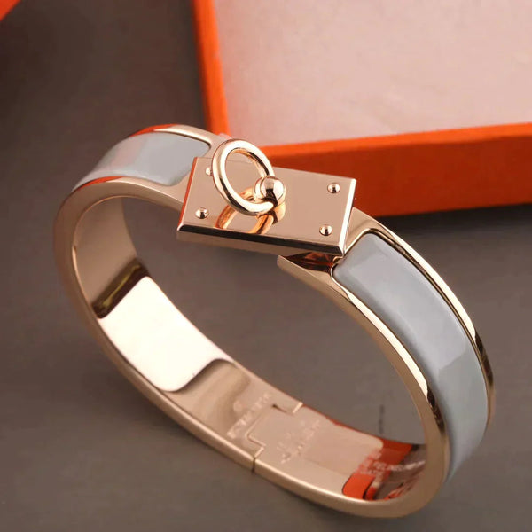 H Ring Lock Bracelet Gold Blue Green Enamel 12mm High Quality