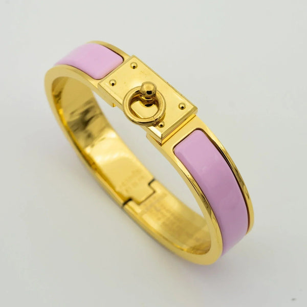 H Ring Lock Bracelet Gold Light Pink 12mm High Quality