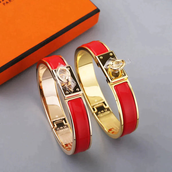 H Ring Lock Bracelet Gold Red 12mm High Quality
