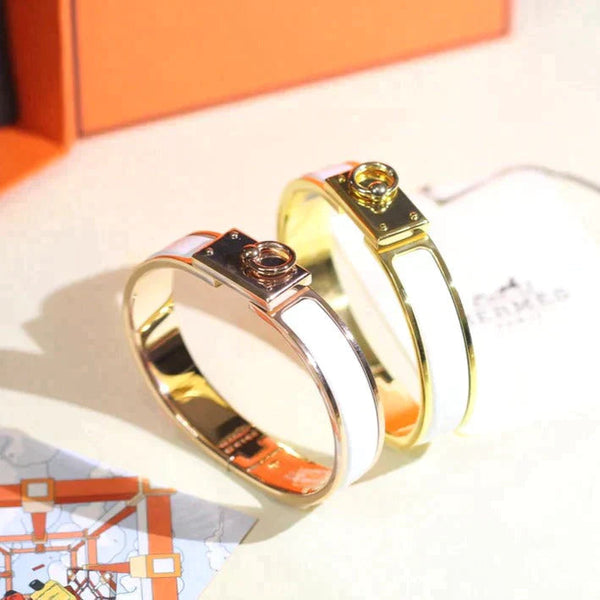 H Ring Lock Bracelet Gold White 12mm High Quality