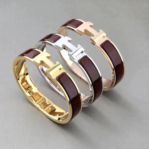 H Bracelet Bangle Rouge Enamel Elegant Design High Quality