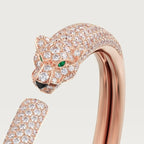 Pink Gold Bracelet of the Panther Queen – Top half Rhinestone, Small Model