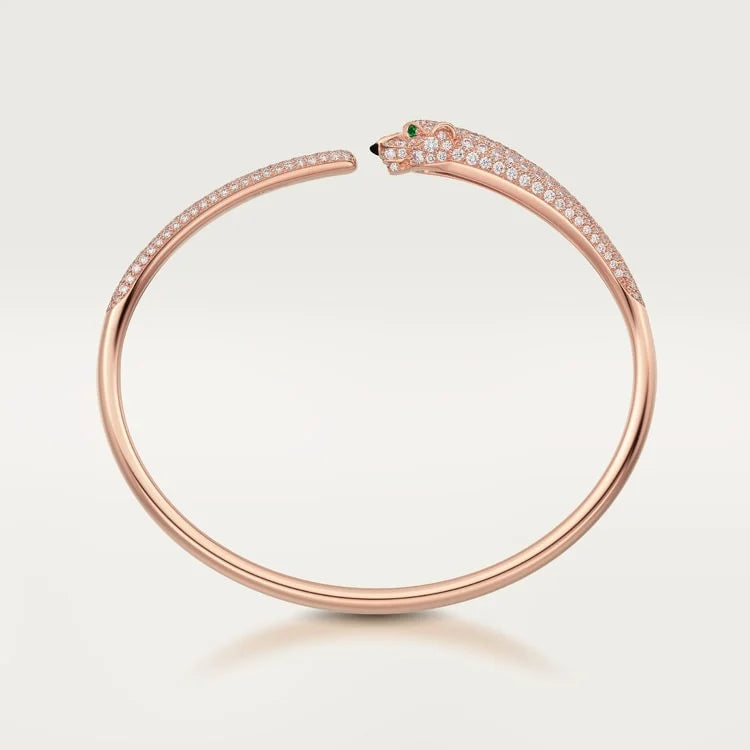 Pink Gold Bracelet of the Panther Queen – Top half Rhinestone, Small Model