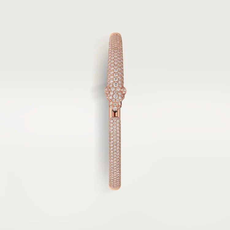 Pink Gold Bracelet of the Panther Queen – Top half Rhinestone, Small Model