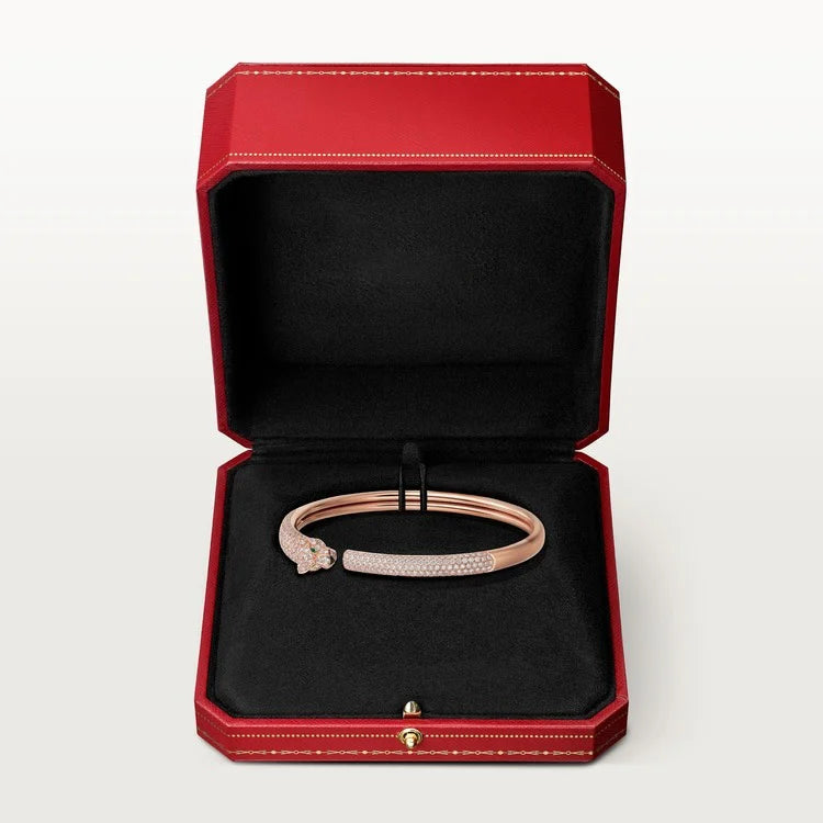 Pink Gold Bracelet of the Panther Queen – Top half Rhinestone, Small Model