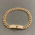 Kelly Chain Bracelet Pink Gold Full Diamond Lock High Quality