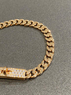 Kelly Chain Bracelet Pink Gold Full Diamond Lock High Quality