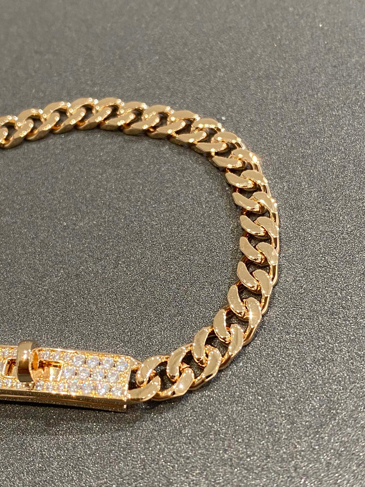 Kelly Chain Bracelet Pink Gold Full Diamond Lock High Quality