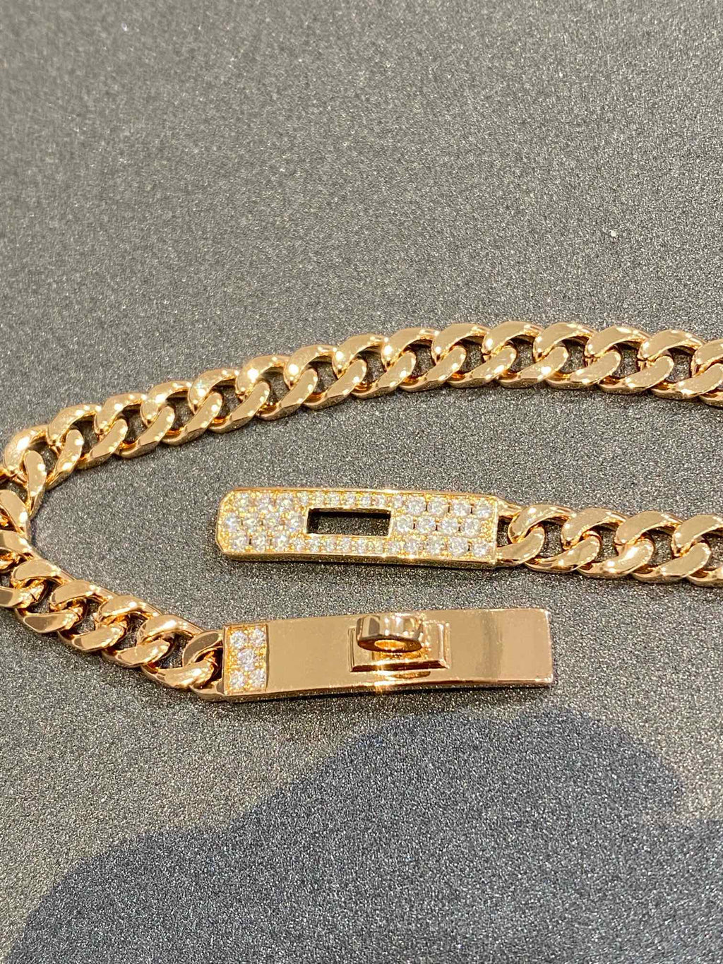 Kelly Chain Bracelet Pink Gold Full Diamond Lock High Quality