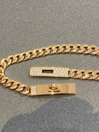 Kelly Chain Bracelet Pink Gold Full Diamond Lock High Quality