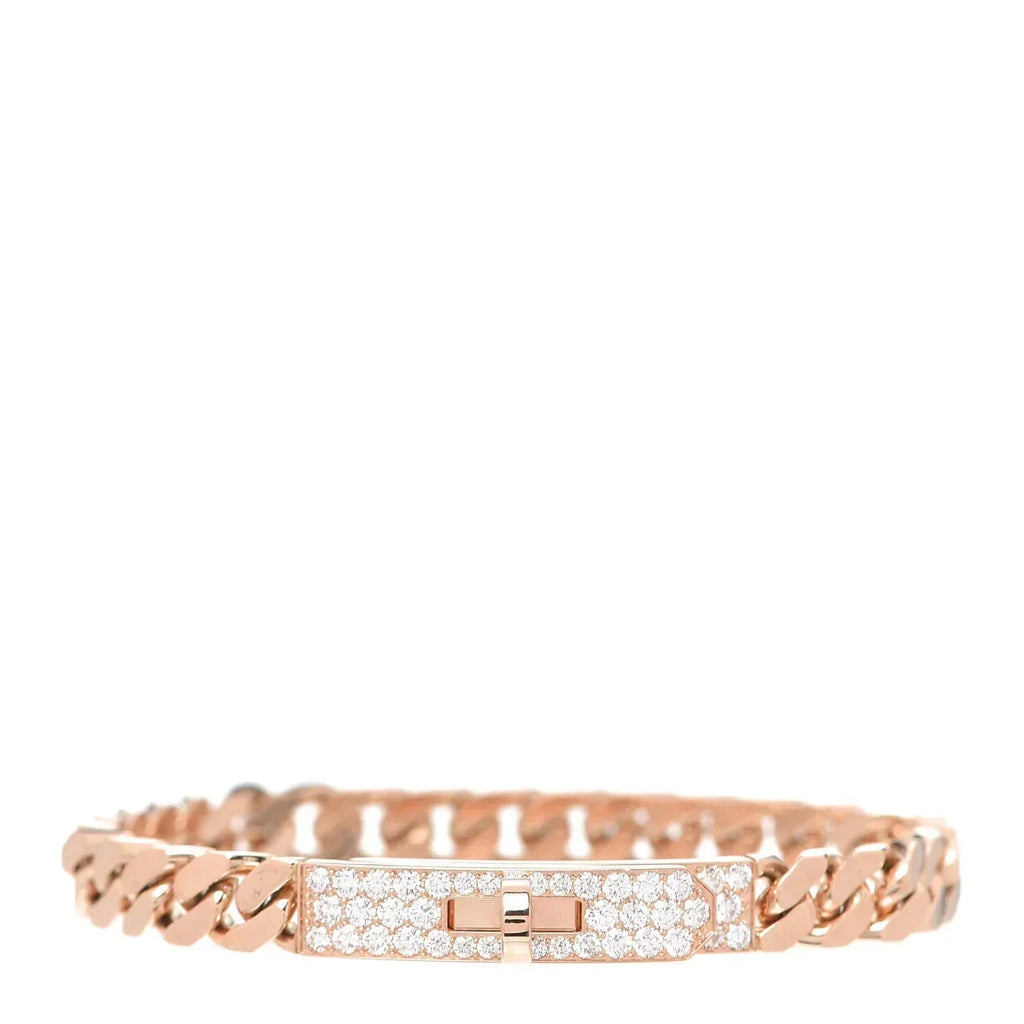 Kelly Chain Bracelet Pink Gold Full Diamond Lock High Quality
