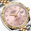 Lady-Datejust Metallic Pink Diamond Dial And Fluted Bezel Jubilee Automatic Watch