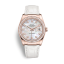 Lady-datejust Mother Of Pearl Dial White Leather Strap Automatic Watch