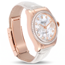 Lady-datejust Mother Of Pearl Dial White Leather Strap Automatic Watch