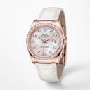 Lady-datejust Mother Of Pearl Dial White Leather Strap Automatic Watch
