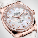 Lady-datejust Mother Of Pearl Dial White Leather Strap Automatic Watch