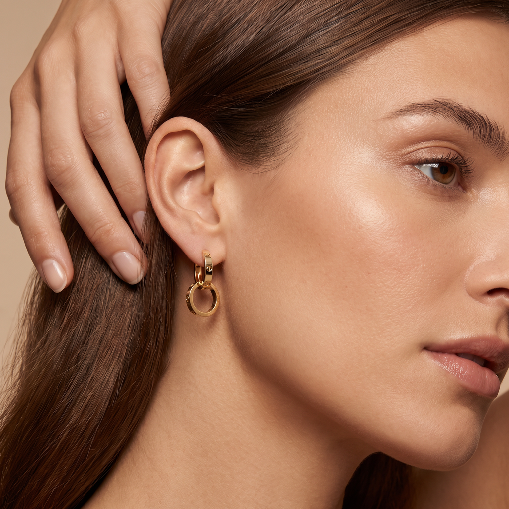 Love 2 Motifs Drop Earrings