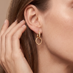 Love 2 Motifs Half-paved Drop Earrings