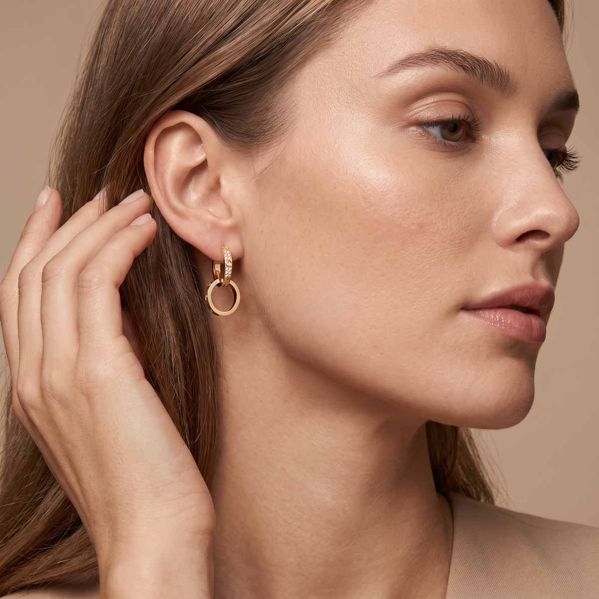 Love 2 Motifs Half-paved Drop Earrings