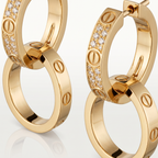 Love 2 Motifs Half-paved Drop Earrings