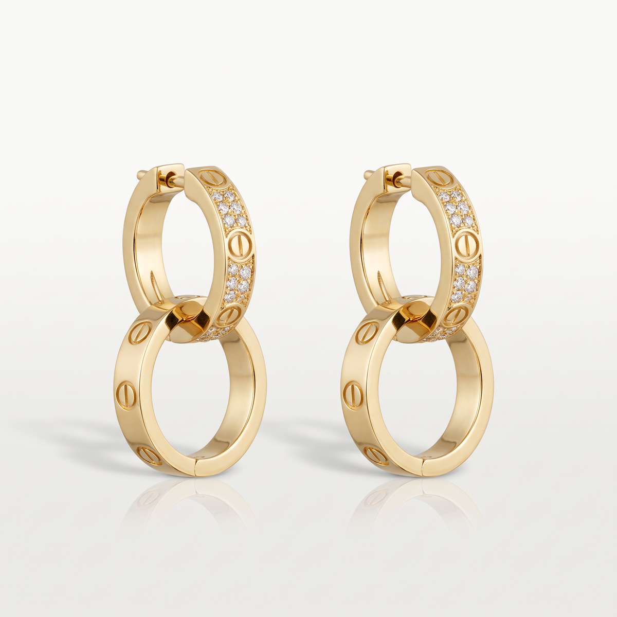 Love 2 Motifs Half-paved Drop Earrings