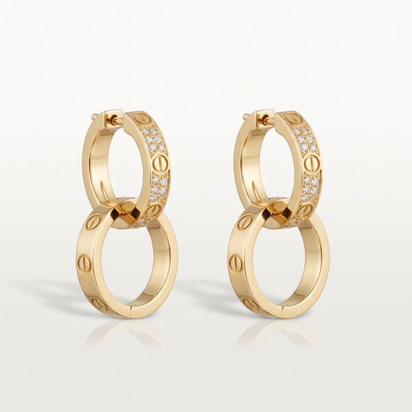 Love 2 Motifs Half-paved Drop Earrings