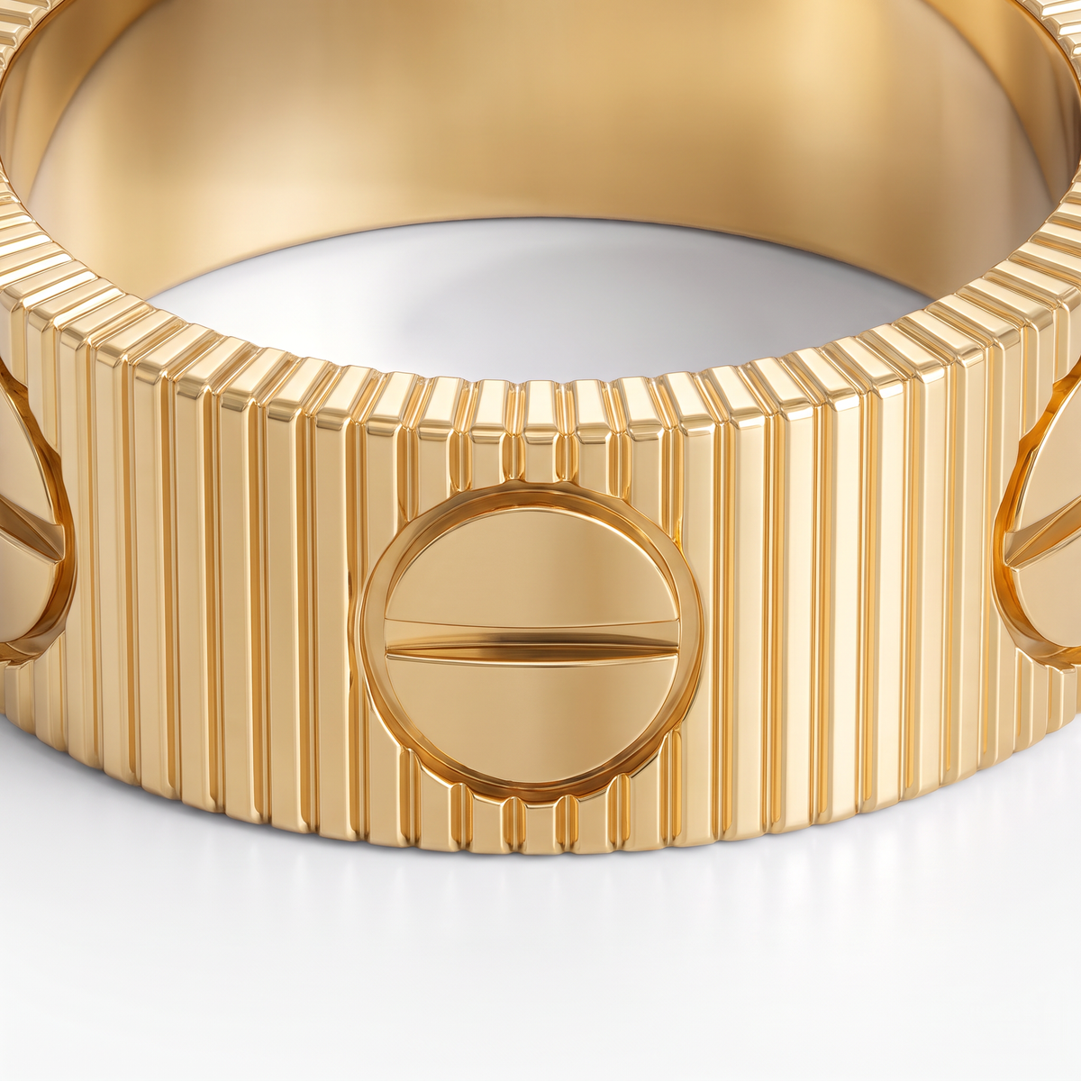 Love Ribbed Screw Accent Ring
