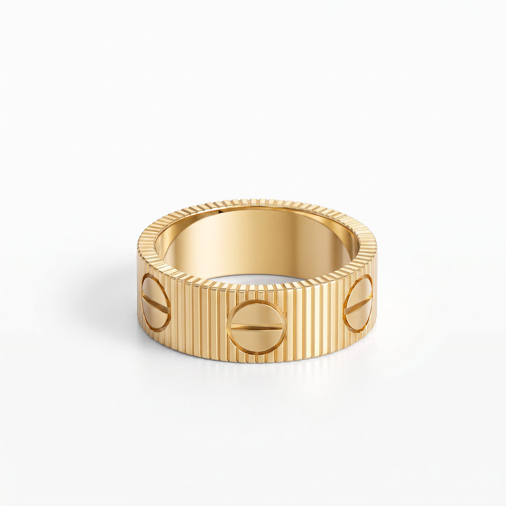 Love Ribbed Screw Accent Ring