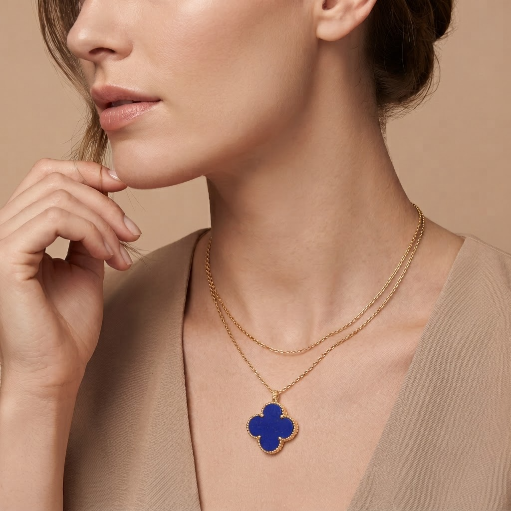 Magic Alhambra Agate Clover 1 Motif Necklace