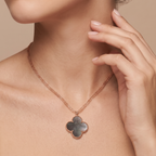 Magic Alhambra Black Pearl Clover 1 Motif Necklace