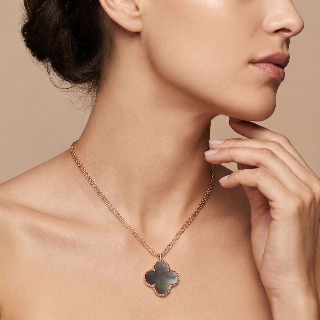 Magic Alhambra Black Pearl Clover 1 Motif Necklace