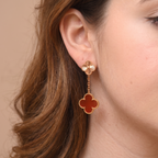 Magic Alhambra Carnelian 2 Motifs Drop Earrings