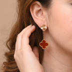 Magic Alhambra Carnelian 2 Motifs Drop Earrings