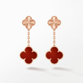 Magic Alhambra Carnelian 2 Motifs Drop Earrings