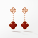 Magic Alhambra Carnelian 2 Motifs Drop Earrings
