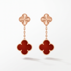 Magic Alhambra Carnelian 2 Motifs Drop Earrings