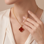 Magic Alhambra Carnelian Clover 1 Motif Necklace