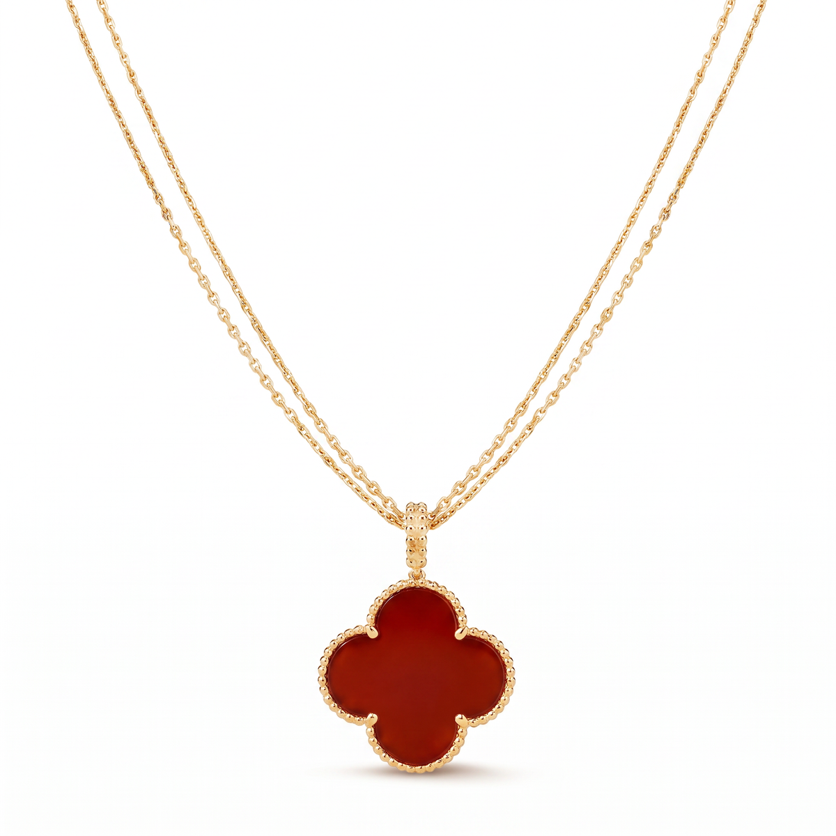 Magic Alhambra Carnelian Clover 1 Motif Necklace