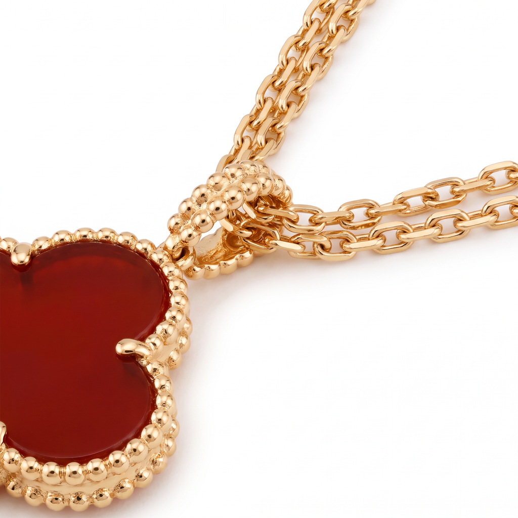 Magic Alhambra Carnelian Clover 1 Motif Necklace