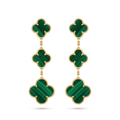Magic Alhambra Malachite Clover 3 Motifs Drop Earrings