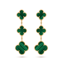 Magic Alhambra Malachite Clover 3 Motifs Drop Earrings