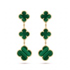 Magic Alhambra Malachite Clover 3 Motifs Drop Earrings