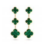 Magic Alhambra Malachite Clover 3 Motifs Drop Earrings