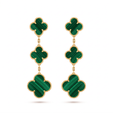 Magic Alhambra Malachite Clover 3 Motifs Drop Earrings