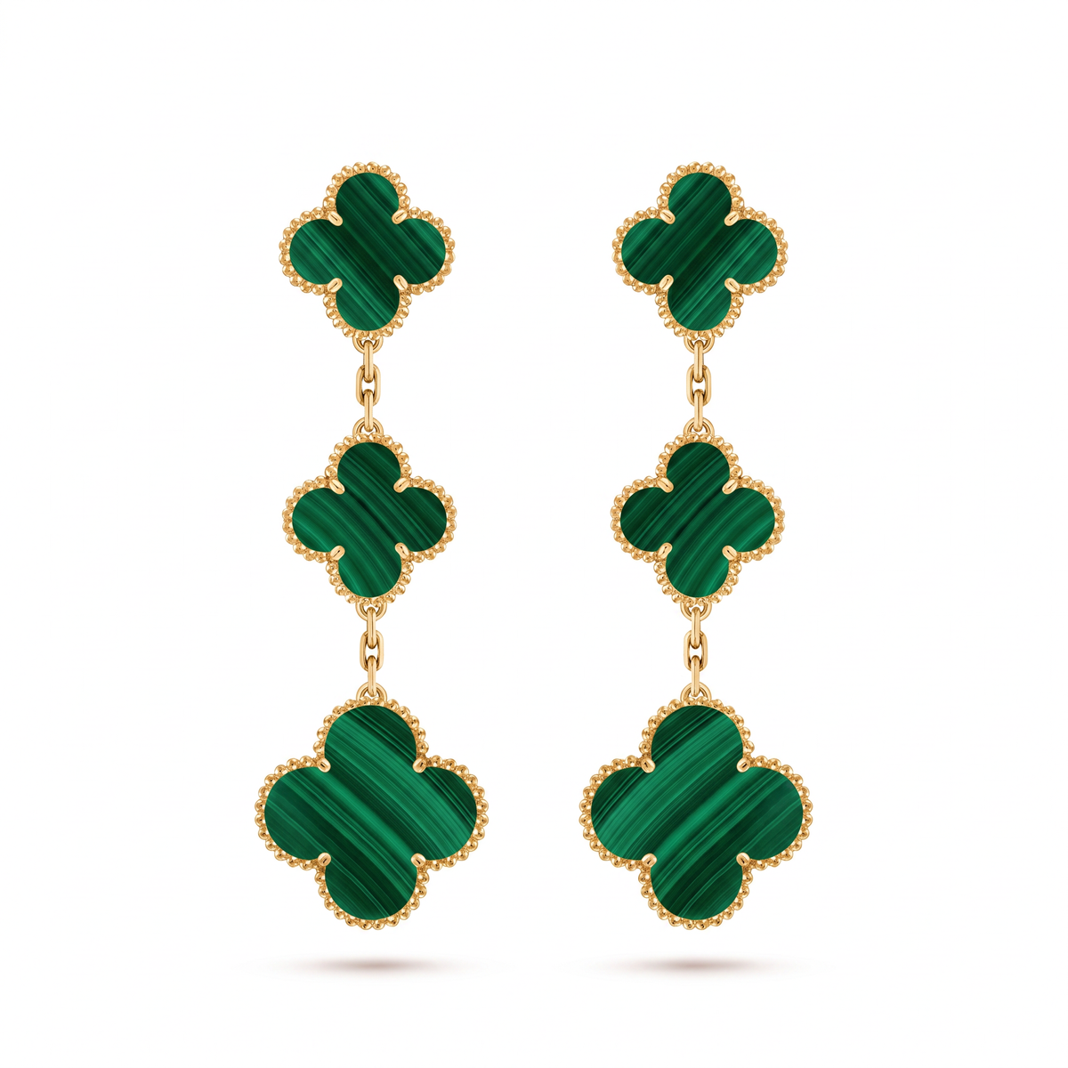 Magic Alhambra Malachite Clover 3 Motifs Drop Earrings