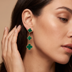 Magic Alhambra Malachite Clover 3 Motifs Drop Earrings