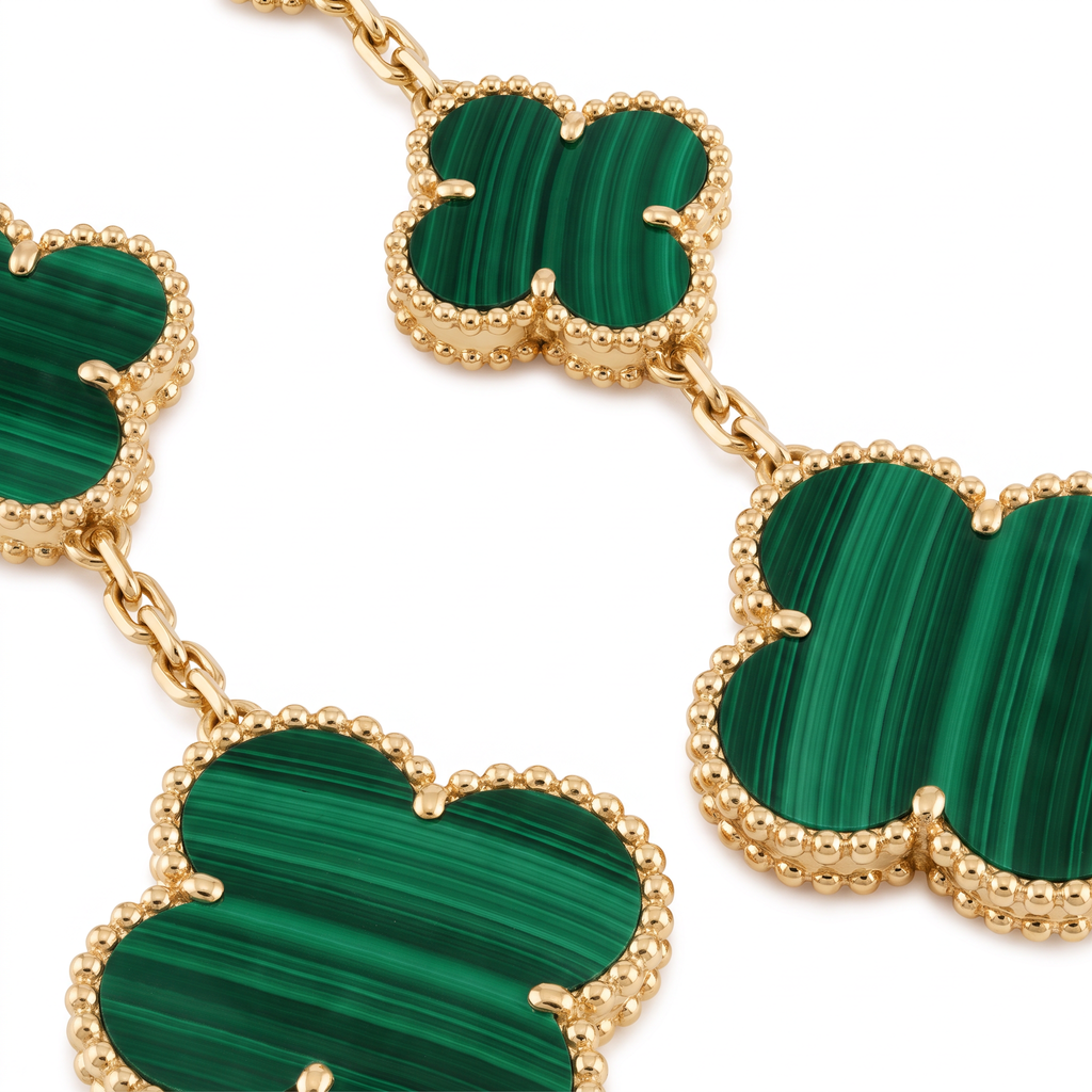 Magic Alhambra Malachite Clover 3 Motifs Drop Earrings