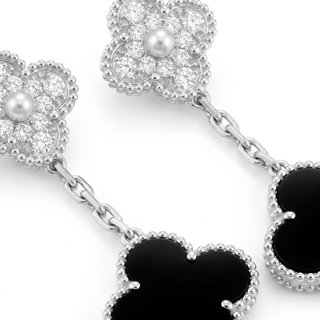 Magic Alhambra Onyx 2 Motifs Drop Earrings